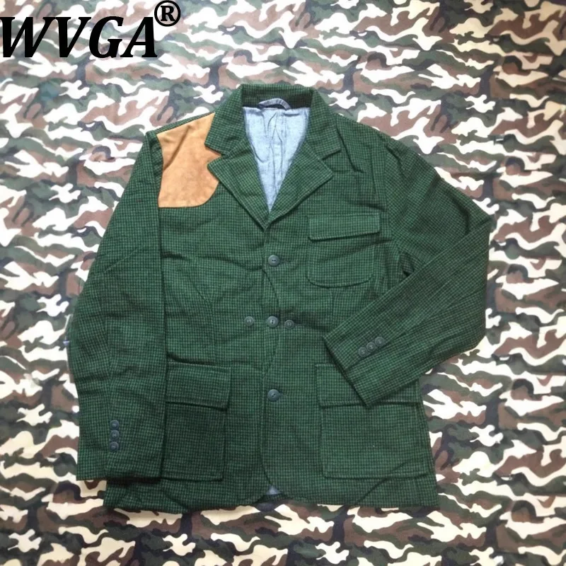 

WVGA Spring Autumn New Men Tide Washed Trendy Patchwork Long Sleeve Suit Jacket Niche Chic Casual Turn-Down Collar Blazer W16674