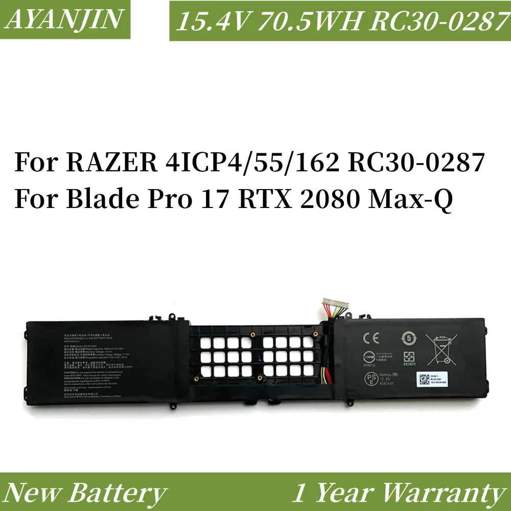 

RC30-0287 15.4V 70.5WH/4583mAh Laptop Battery For Razer Blade Pro 17 2019 2020 RZ09-0287 RZ09-02876 RZ09-02877 RZ09-03295