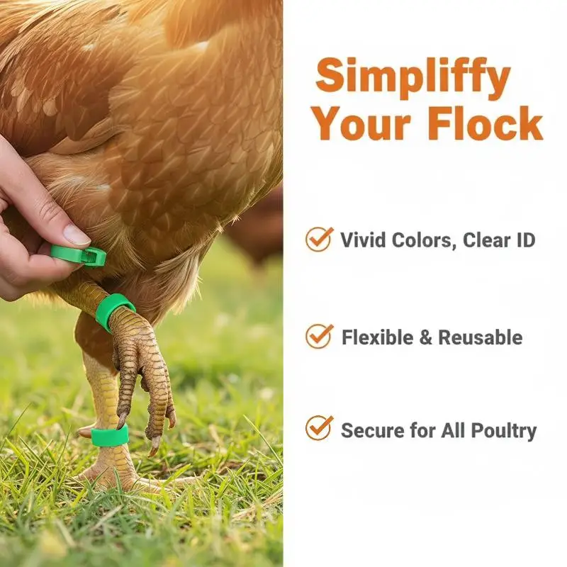 Adjustable Chicken Leg Rings 100 Pack Durable No Number Tag Buckle Poultry Identification Bands for Farm Duck Goose