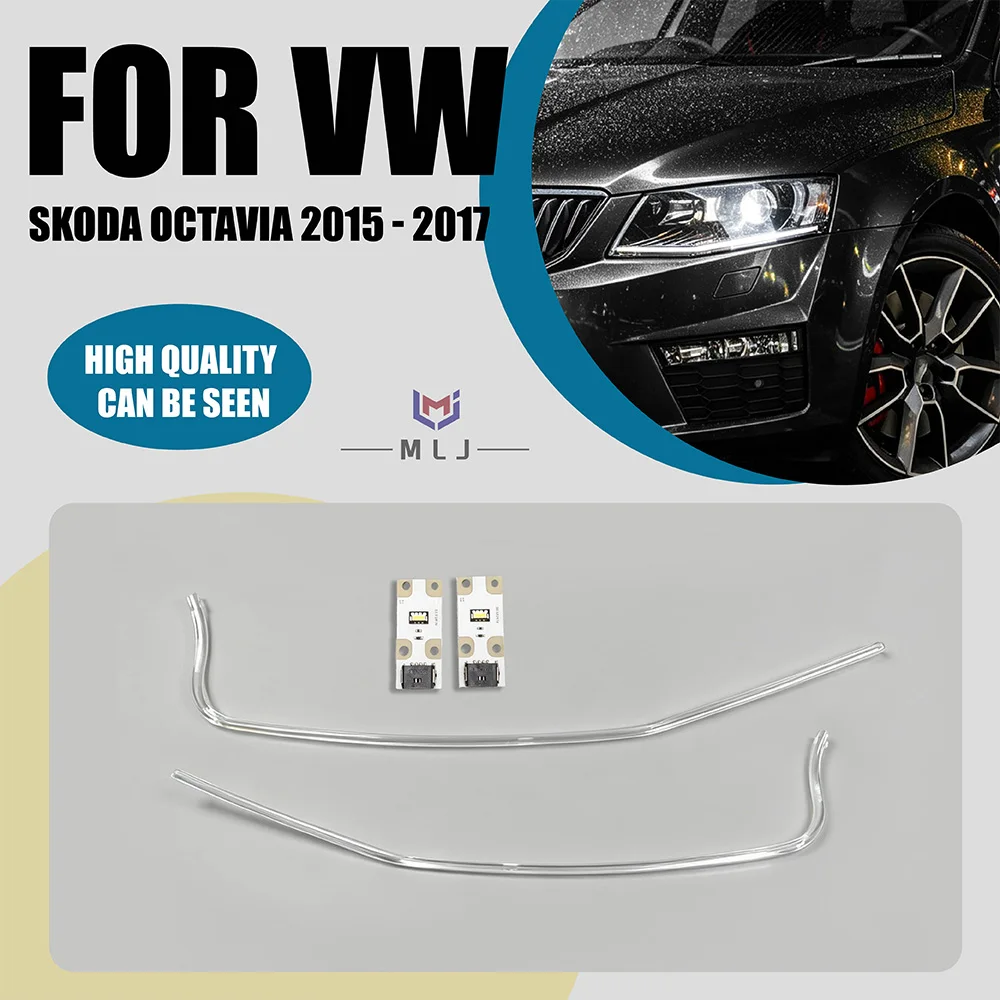 Acrylic tube Light Guide Strip Lamp LED DRL Strip For VW Skoda Octavia 2015-2017 Headlight Tube Daytime Runing Light Guide Strip