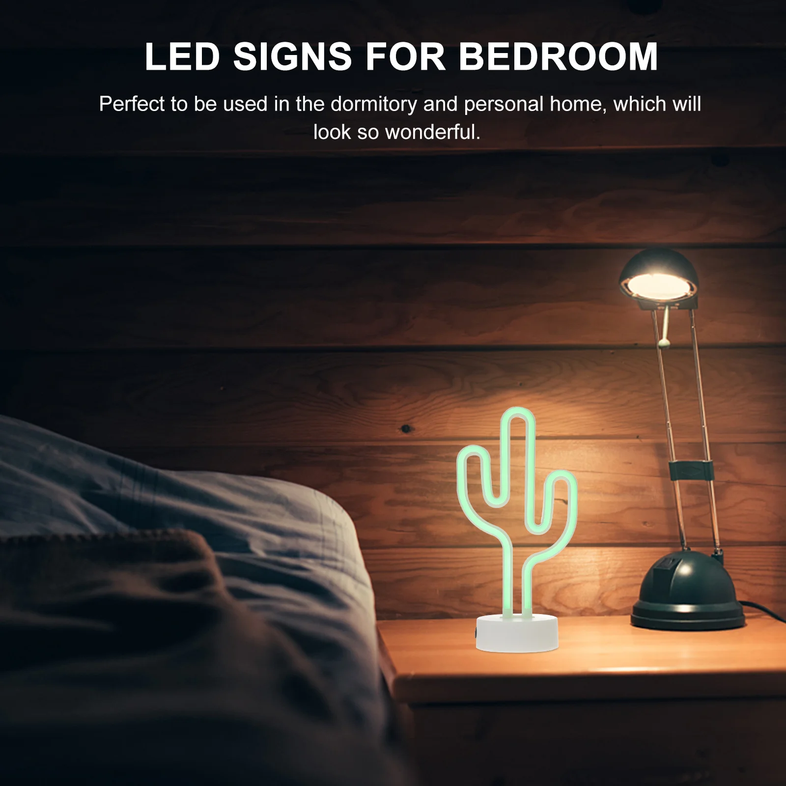 

Green Cactus LED Neon Sign Plastic Material USB Powered Soft Glow Decorative Light Romantic Party Photography Prop