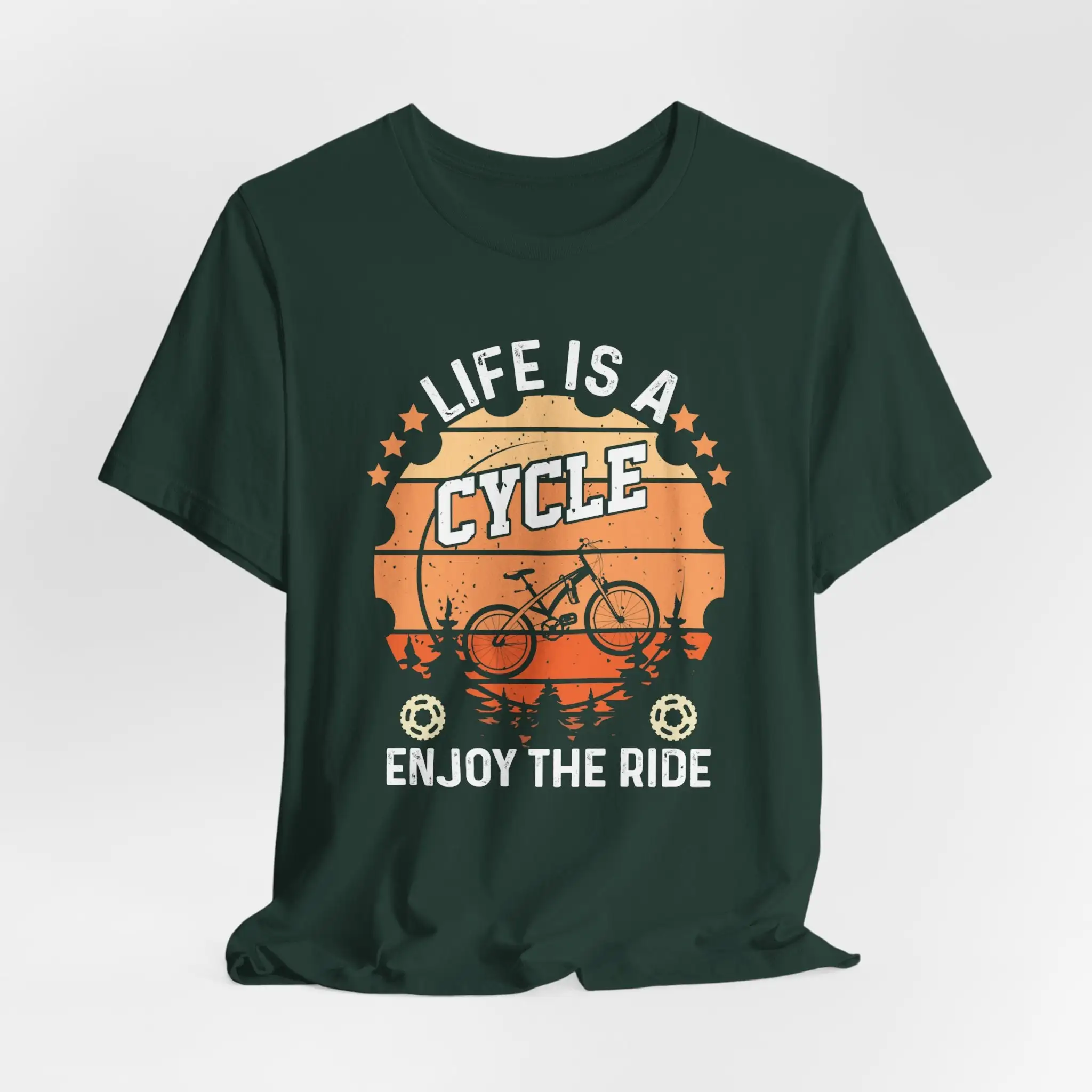 Life Is A Cycle Enjoy The Ride Heavy Cotton Funny Cyclist T Shirt Mtb Bmx Bike Lover Apparel Cycling Rider