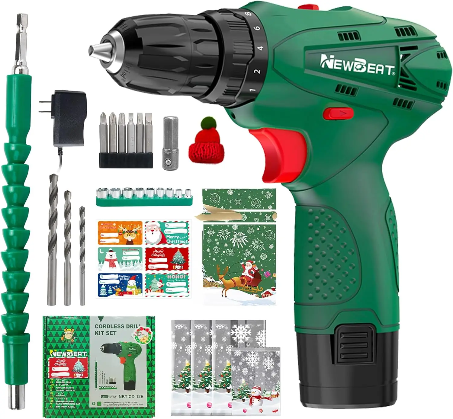 

Christmas Gifts for Men - 12V Cordless Drill Set with Battery, Charger, 3/8' Keyless Chuck, 2 Speeds