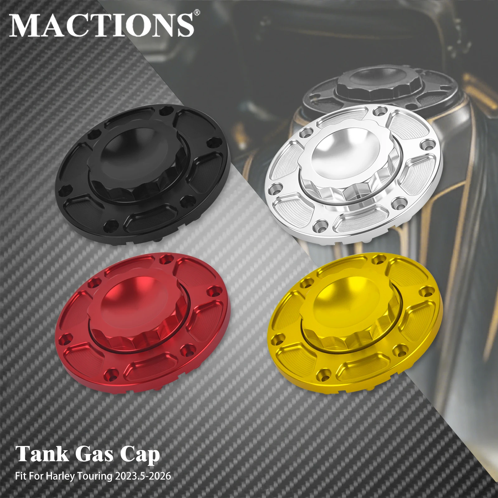 

Motorcycle Aluminum Gas Vented Cap Oil Fuel Tank Cover For Harley Touring Road Street Electra Glide FLHR Road King 2023.5-2026
