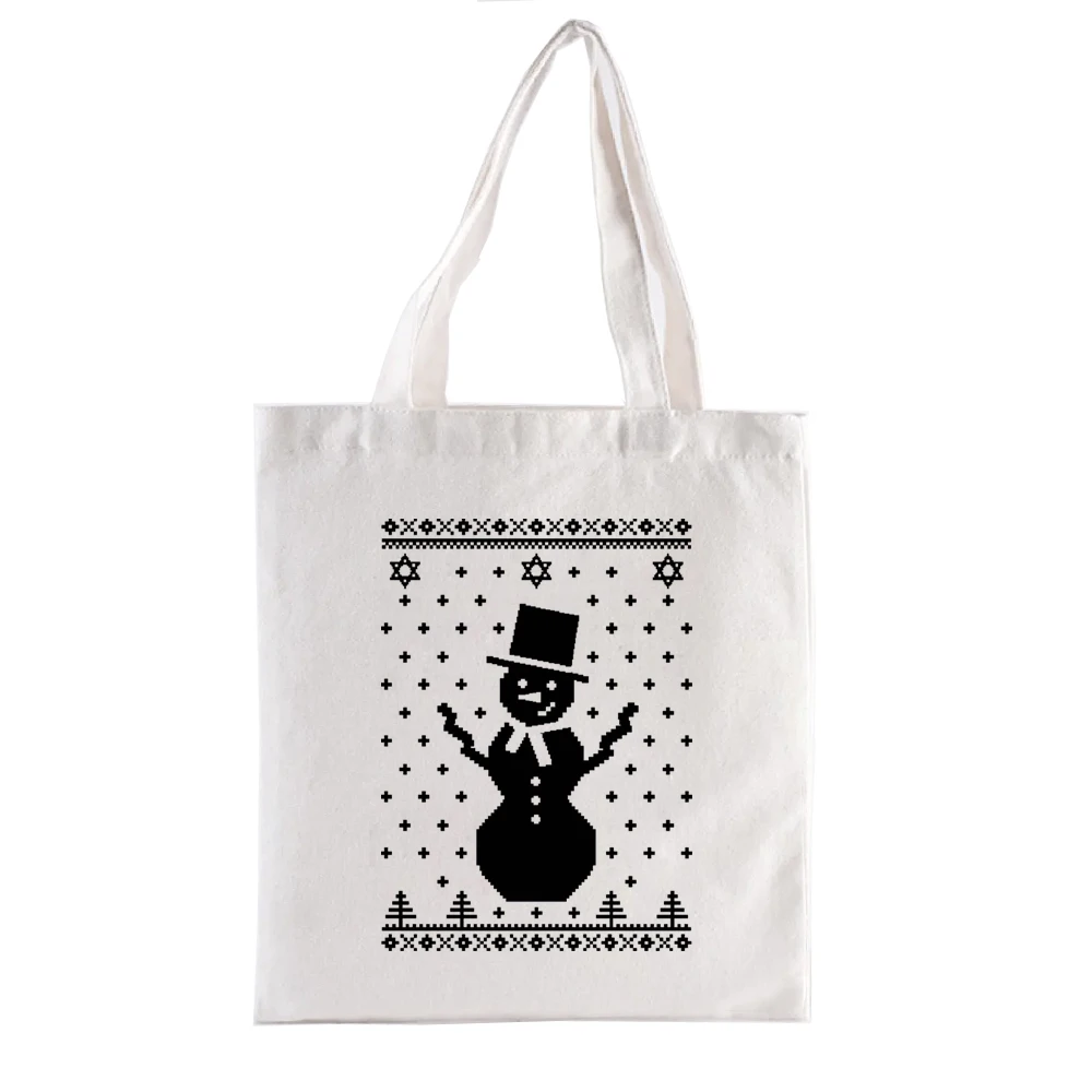 Snowman With Star of David Ugly Holiday Design Foldable Pocket Shopping Bag S Women\'s Handbags for Women Funny Hand Bags Shopper