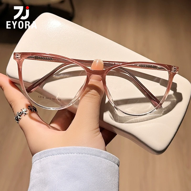

EYORA Fashion Cat Eye Skinny Face Reading Glasses Anti Blue Light Myopia and Hyperopia Photochromic Prescription Eyewear Lens