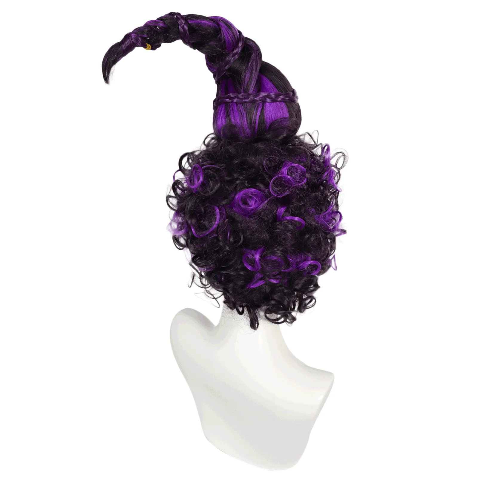 Anogol Synthetic Mary Sanderson Cosplay Wig Movie Hocus Pocus 52CM Long Black and Purple Curly Hair for Halloween Party