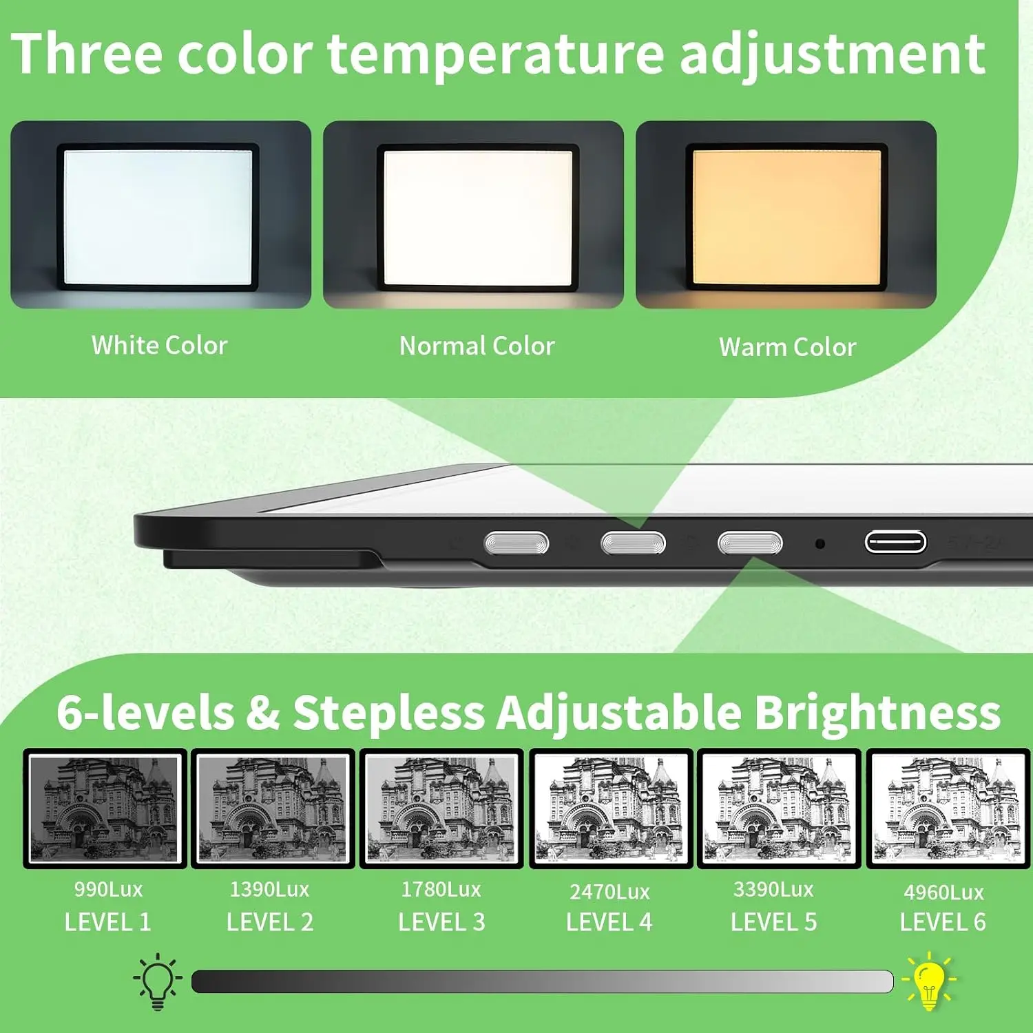 Rechargeable A2 Light Pad for Diamond Painting 25.2''x18.4'', Magnetic Tracing Light Box for Drawing, Diamond Art Light Board with Side Button, Wireless LED Light Table for Sketching, Design view 4