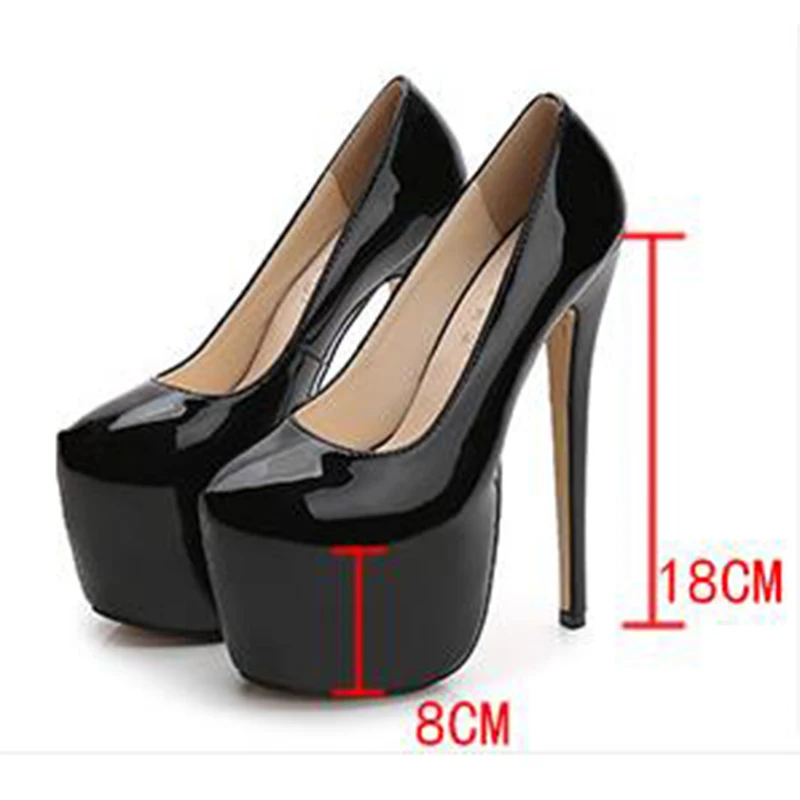 35-44 Size Women Super High Heels 18cm Shoes Concise 8CM Platforms Shoes Pumps Wedding Party Sexy Leather Heel Shoes Zapatos