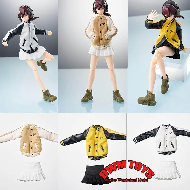 В наличии Hasuki CS014 1/12 Женский солдат Повседневная спортивная бейсбольная куртка Плиссированная юбка для 6-дюймового мобильного костюма Девушка Фигурка