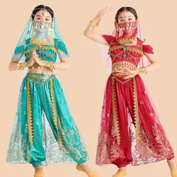 Halloween Indian Dance Costumes for Girls New Fashionable Toddlers Folk Dance Performance Costumes Jasmine Princess Skirt