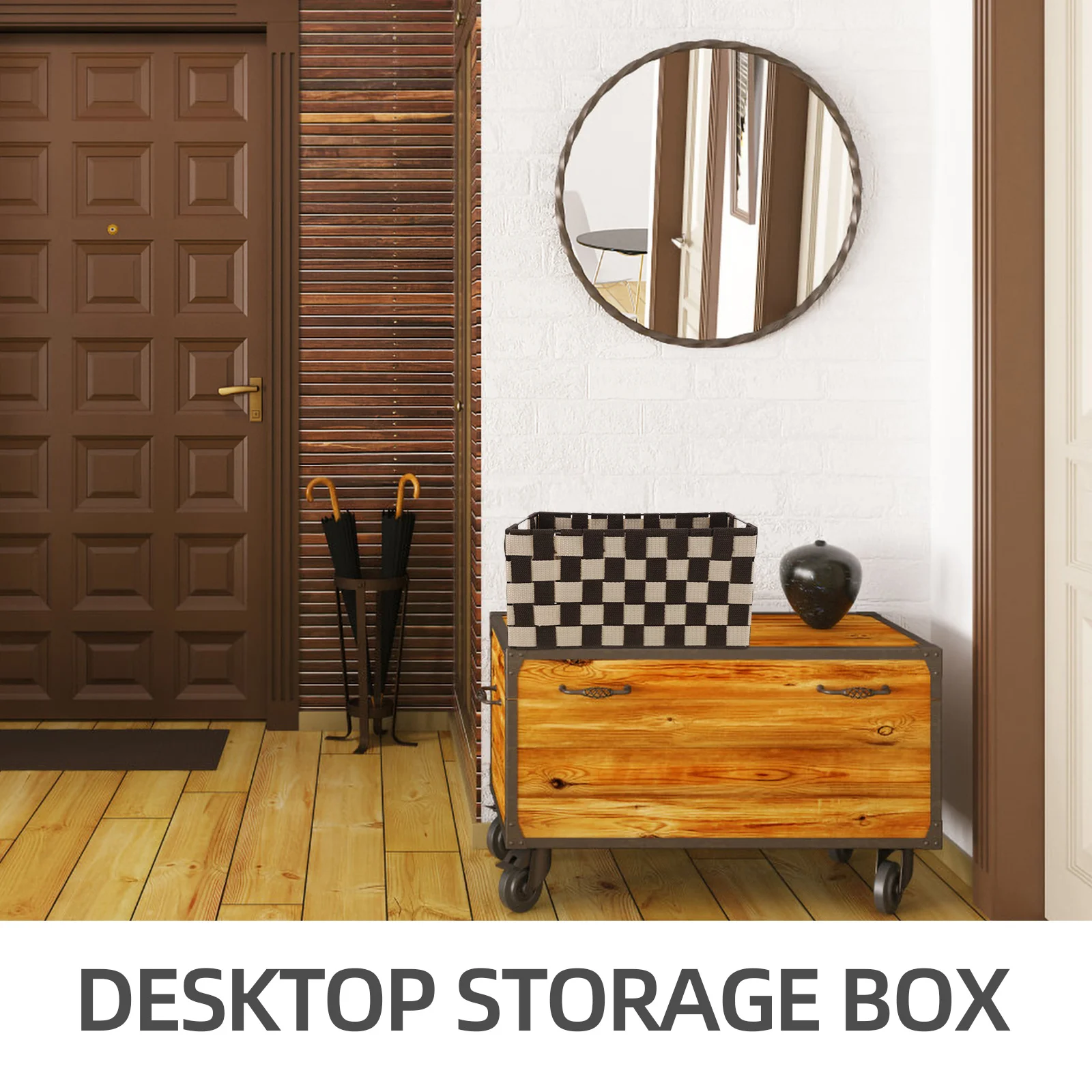 

Weave Pattern Baskets Household Clothes Organizer Desktop Tidy Bedroom Bathroom Entrance Cube Storage Bin Socks Accessories