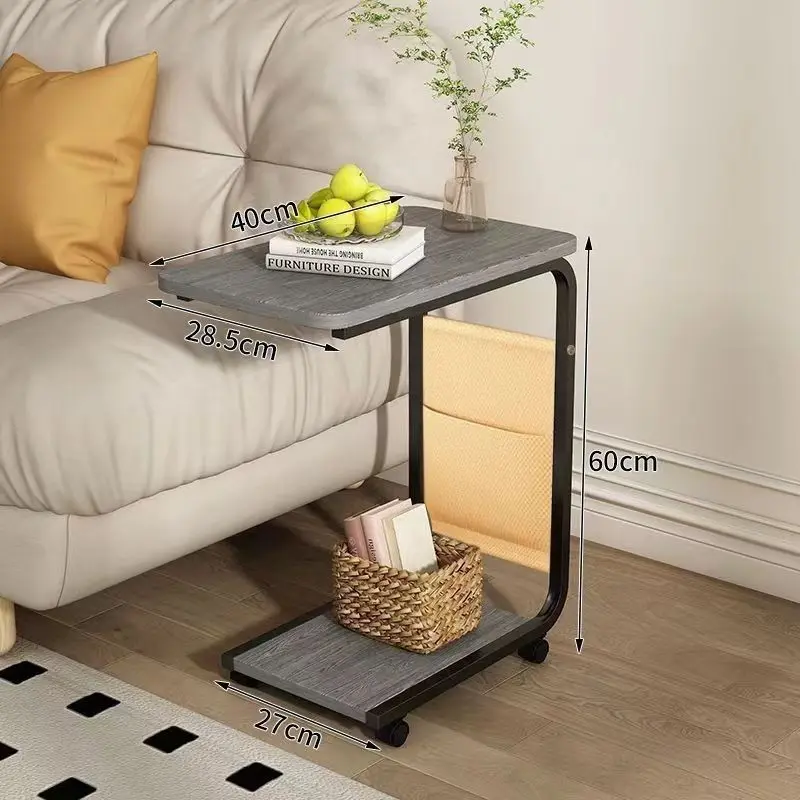Side table small coffee table movable living room sofa side corners pulleys mini tea table minimalist bedroomEnd Tables