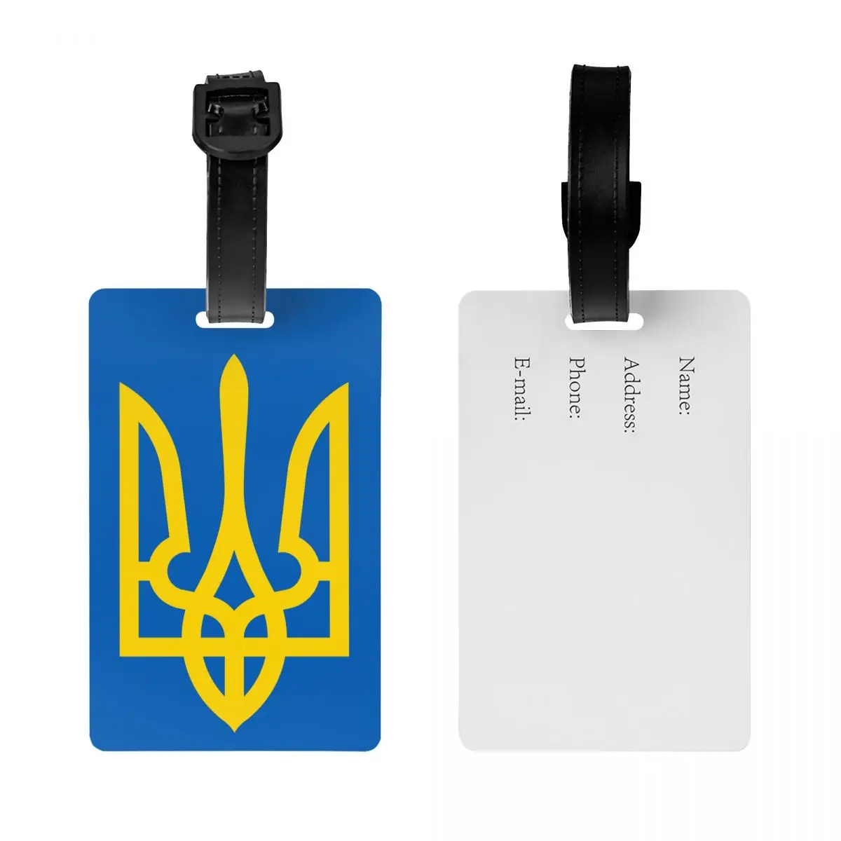 Custom Ukrainian Trident Luggage Tag Privacy Protection Coat Of Arms Ukraine Flag Baggage Tags Travel Bag Labels Suitcase