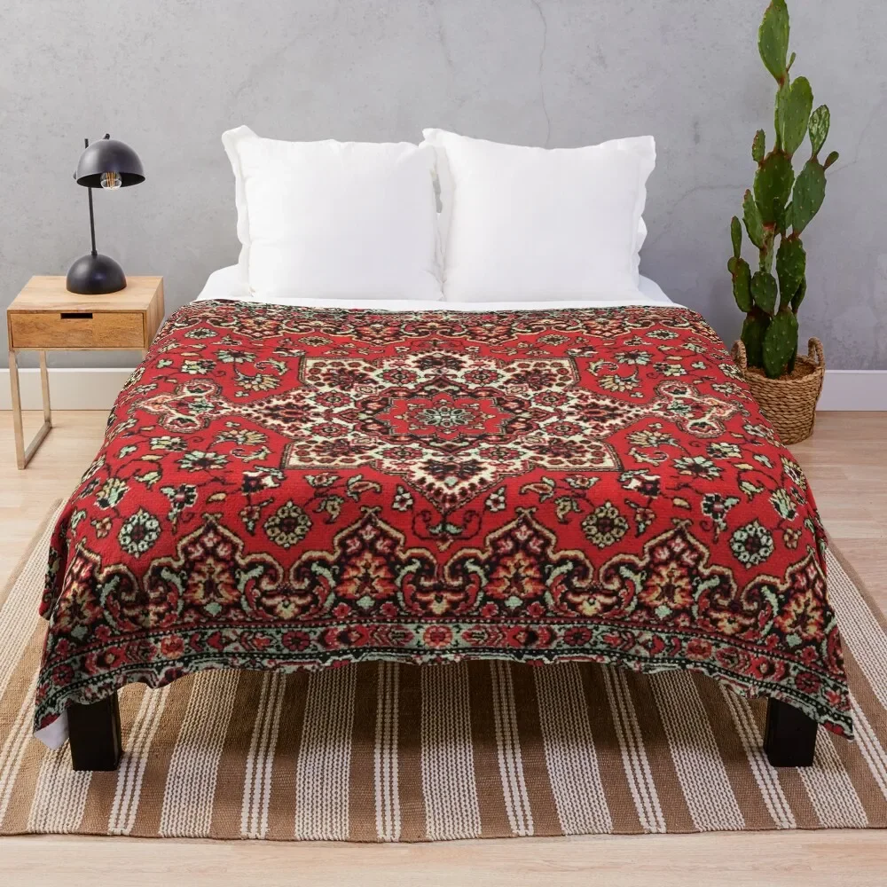 

Persian Red Pattern Rug Throw Blanket Men's Soft Warm Throw Blanket for Couch