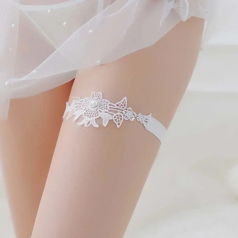 Elegant Wedding Garter Bridal Shower Bride Keepsake Lace Floral Rhinestone Bow Sexy Women Leg Garter Thigh Ring Thigh Garter