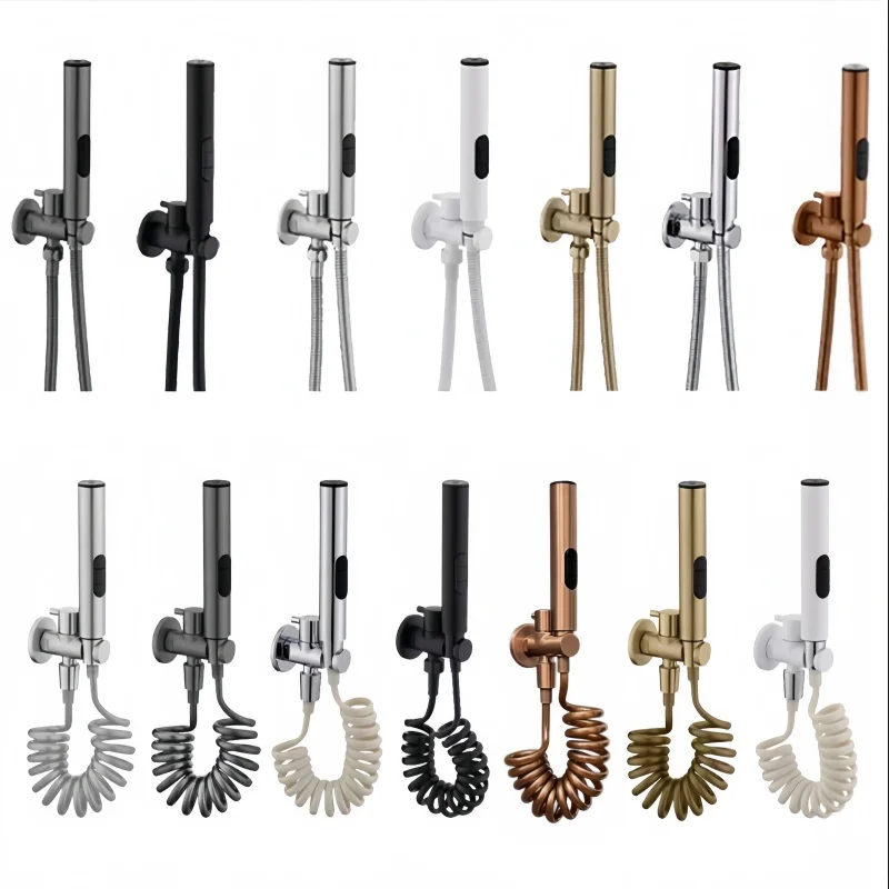 Brushed Rose Gold Portable Toilet Bidet Sprayer Set Handheld 3-Function Shower Head Self-Cleaning Bathroom Accessories