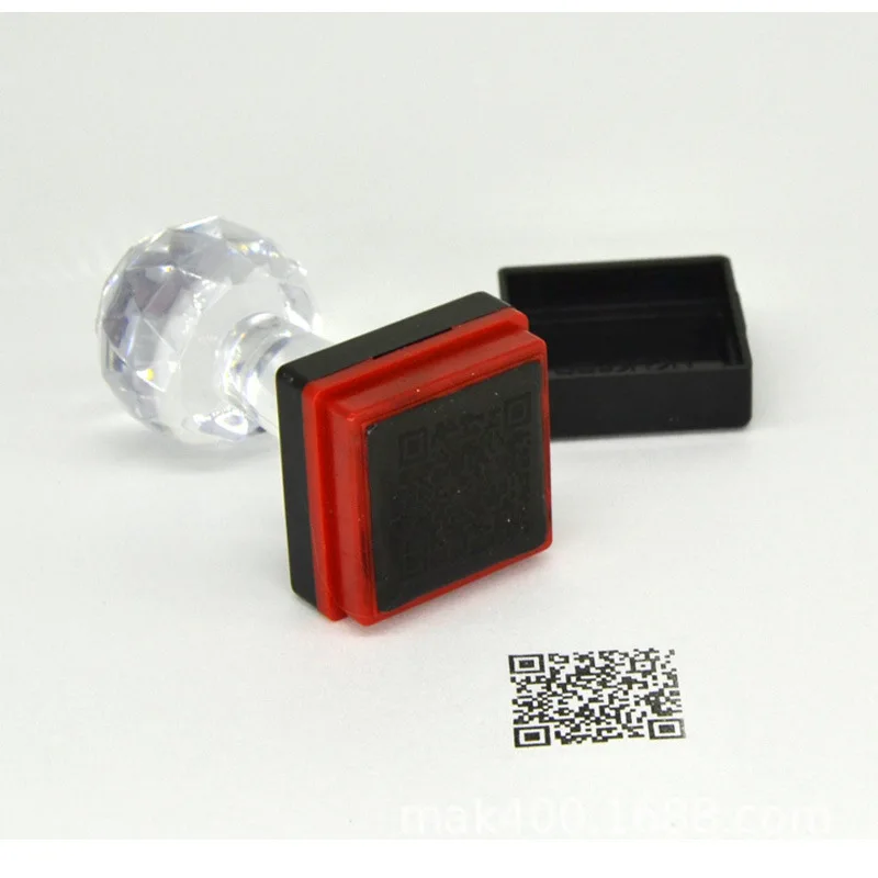 

QR code stamp, photosensitive stamp, plastic stamp, free design, oil or ink, hand stamp.