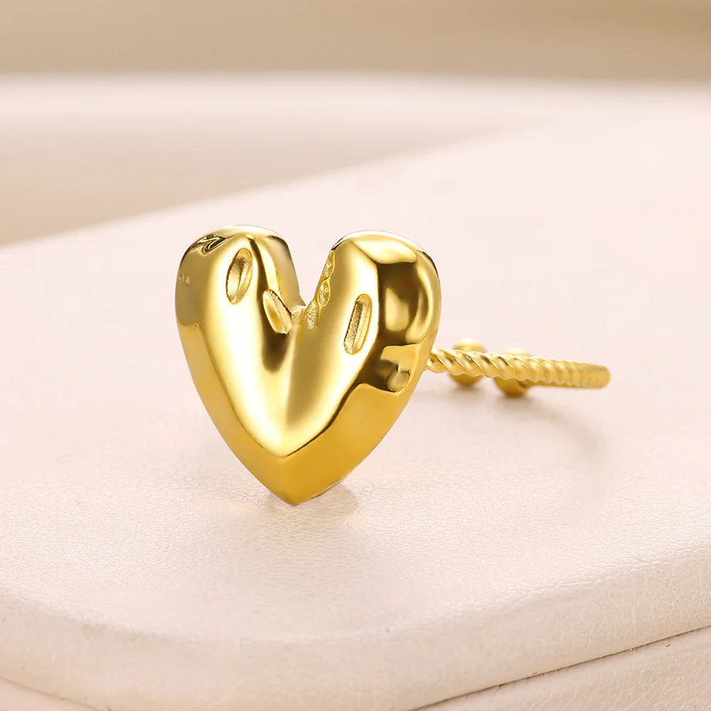 الذهب اللون الفولاذ المقاوم للصدأ نمط خواتم للنساء الكلاسيكية القوس القلب خواتم مفتوحة خمر مجوهرات الحفلات شحن مجاني