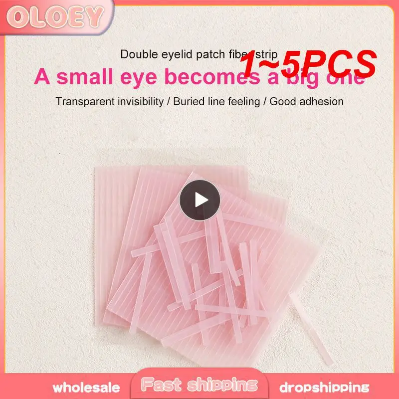 1~5PCS Natural Lasting Double Eyelid Fiber Invisible Transparent Double Sided Strip Adhesive Fiber Stretch Eye Makeup Tools