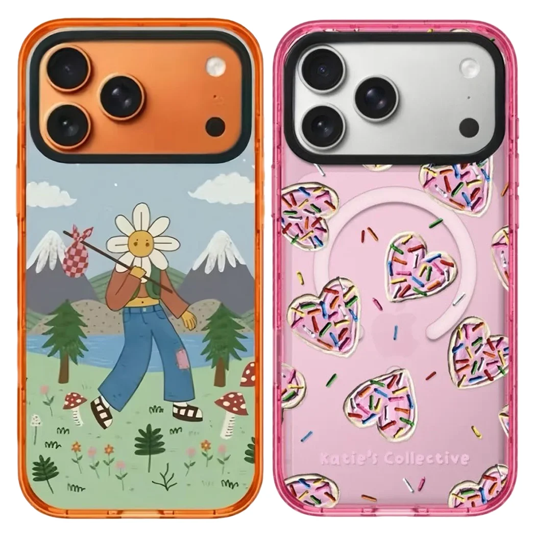 

Heart Pink Orange Border Magnetic Case: Compatible With IPhone 17 16 15 14 13 12 Pro Max 17 Air