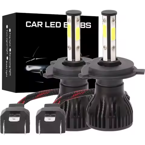 2PCS New 4 Sides LED 6500K H11 H4 H7 H9 H8 9004 9005 9006 9007 4 COB Car LED Headlight Bulbs Auto Led HB3 HB4 HB5 Headlamps 12V