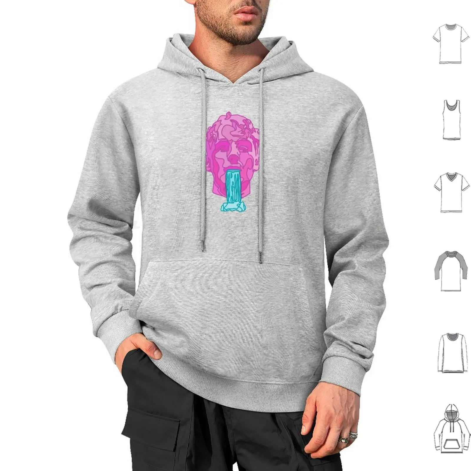 Glass Animals Soda Waterfalls ( Head Only ) Hoodie cotton Long Sleeve Glass Animals Music Band Song Album Head 3d Minimal