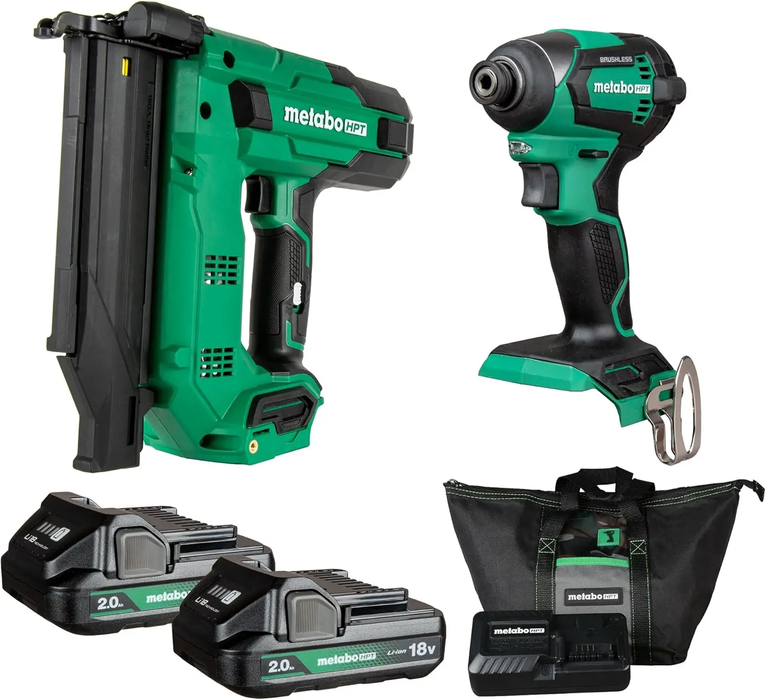 18V Cordless Brad Nailer and Impact Driver Combo Kit, 2-Tool Set