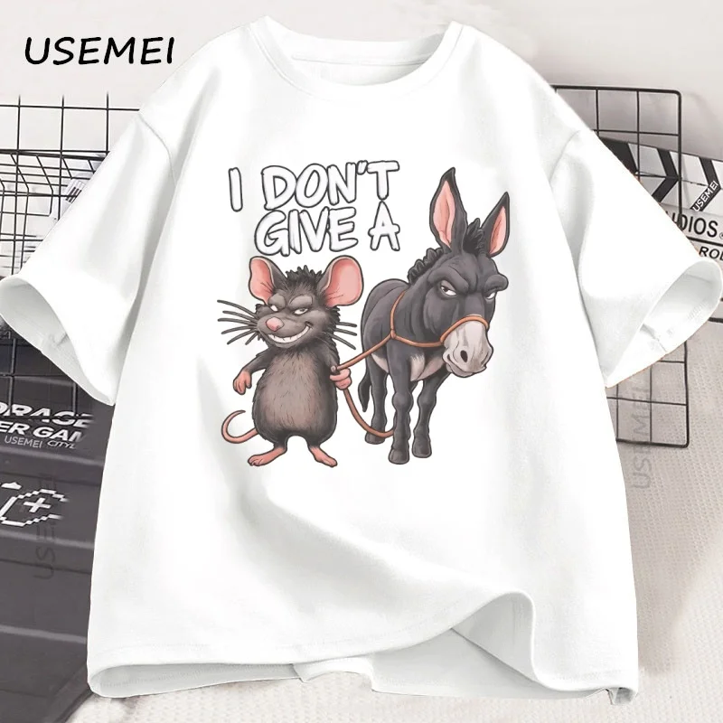 

I Don't Give A Rats Funny Graphic T Shirts Men Clothes for Man Tshirt Short Sleeve T-shirt Men's Cotton Printed T Shirts