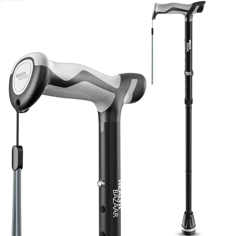 

Walking Cane for Men & Women, Foldable Cane with Shock Absorption - Adjustable, Lightweight Collapsible Walking Stick for Sen