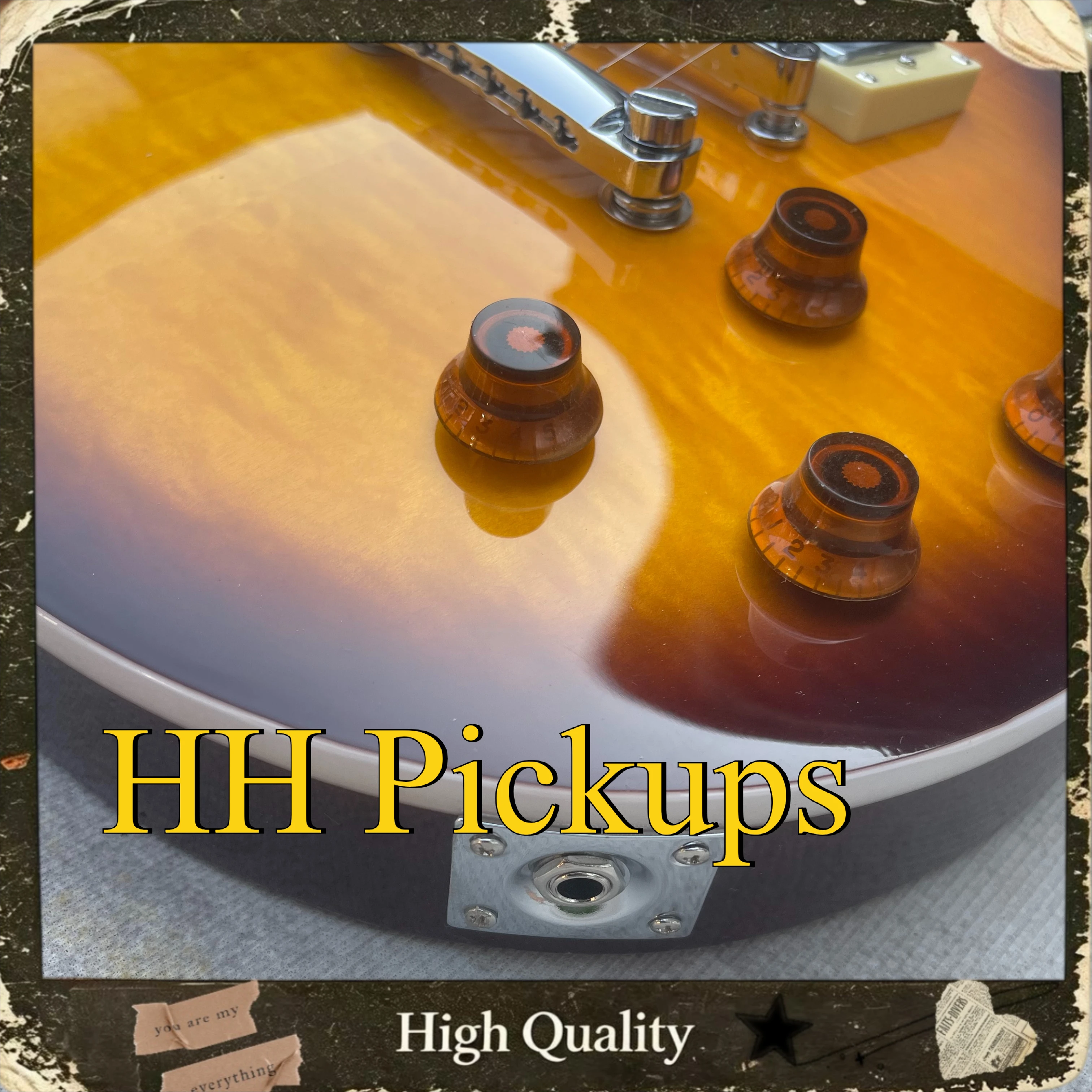 Sunburst Tiger Flame Maple LPY Electric Guitar HH Pickups Mahogany Body Rosewood Fingerboard Vintage Blues Hard Rock Stage
