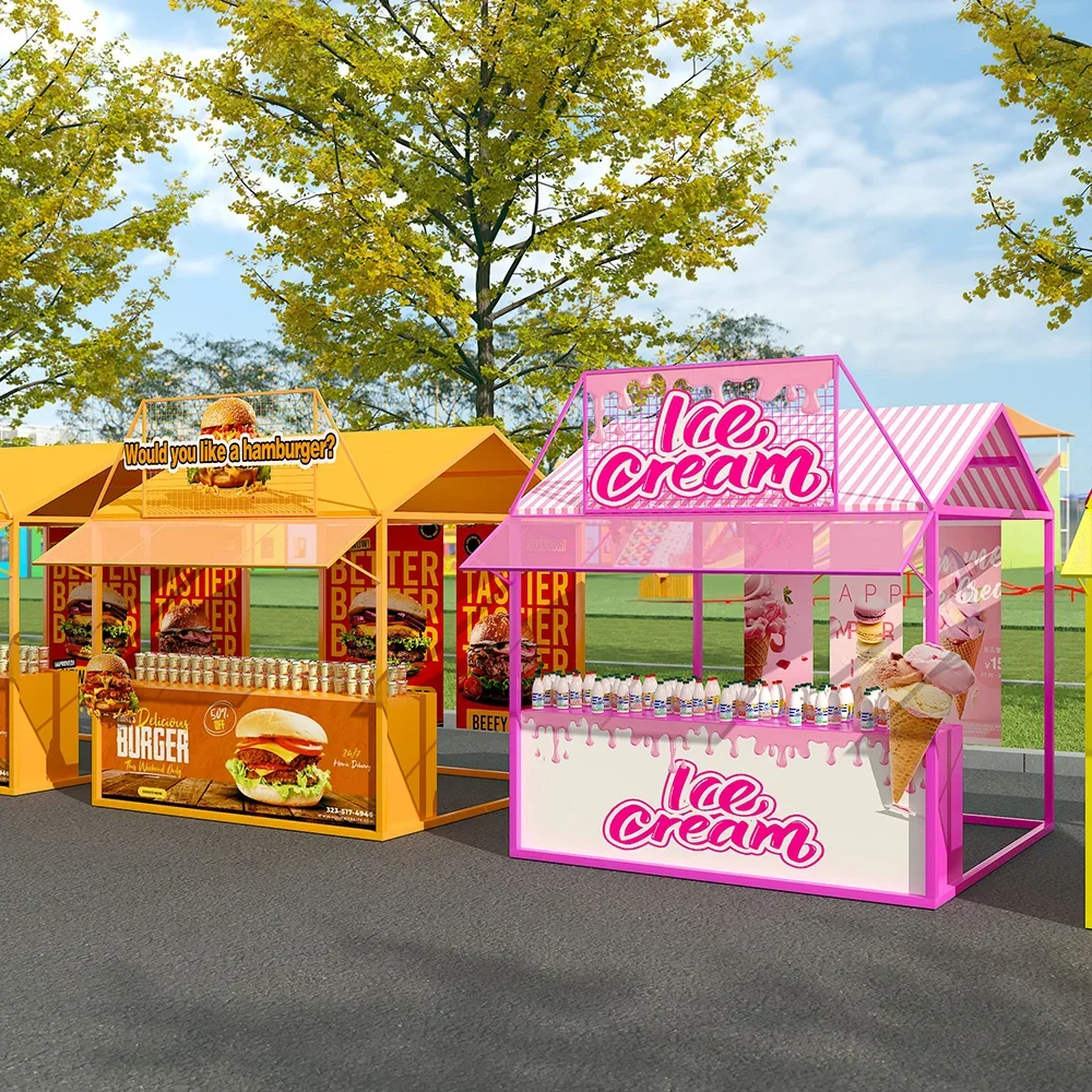 3x3&10x10ft Iron Outdoor Event Craft Show Tent Night Market Food Stall Flea Market Tent Trade Show Tents Booth Canopies