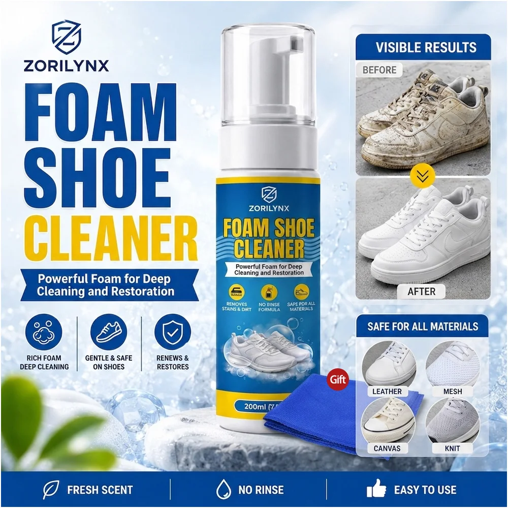 100ml Sneaker Dry Cleaner Waterless Foam Cleaning Spray for White Shoes Mesh Canvas Premium Stain Remover Liquid ZORILYNX