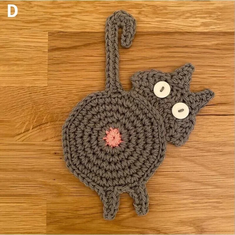 Funny Coaster High Temperature Resistant Easy To Clean Reused Various Styles Wear-resistant Heat Insulation Cloth Cat Butt Coast