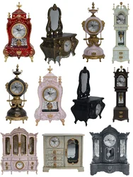 Dollhouse Vintage European Clock/Miniature Household Tower Clock/living Room Decor Music Clock Desk Decoration Home Decoration
