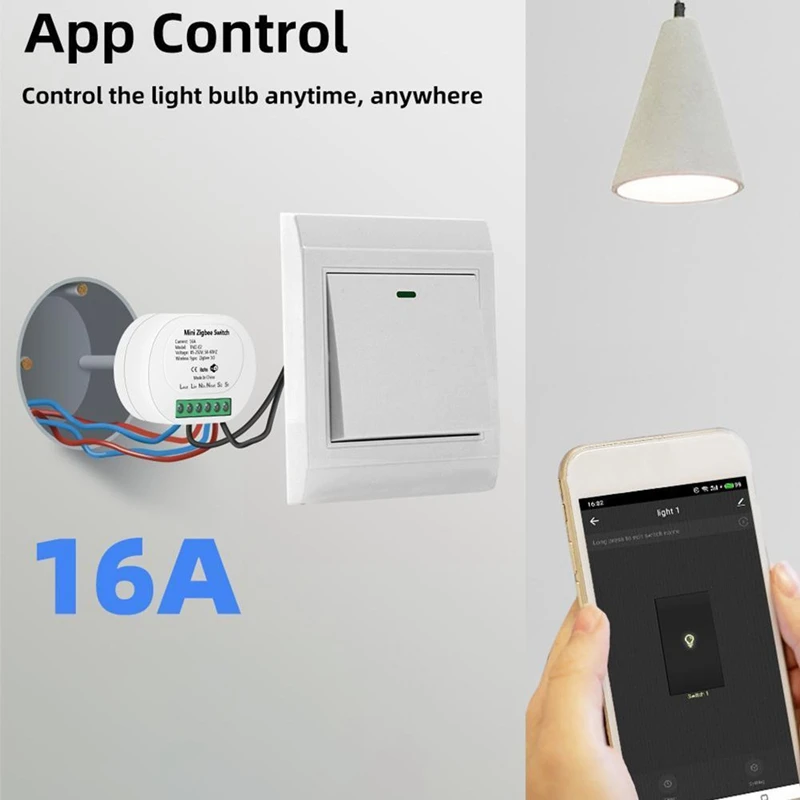 Imagem -02 - Mini Controle Duplo Tuya Interruptor Inteligente Zigbee 3.0 16a Relé de Fogo Zero In1 de Alimentação Wifi Fogo Único Interruptor Faça Você Mesmo Breaker