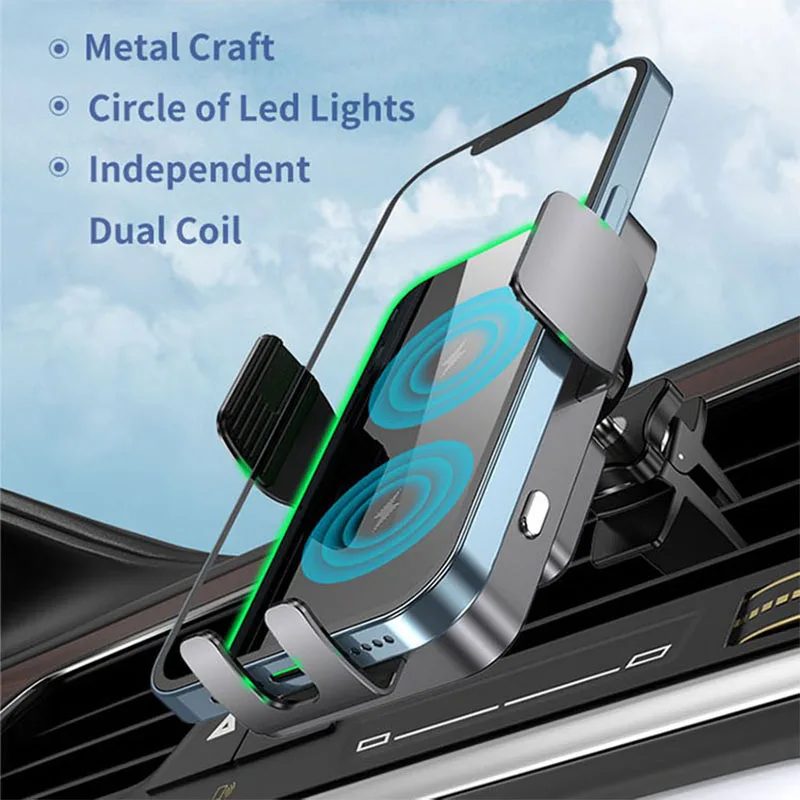 Qi2 Wireless Charger Car Phone Holder Air Vent Mount Stand For iPhone Samsung Cell Phone Support Fast Charging - view 3