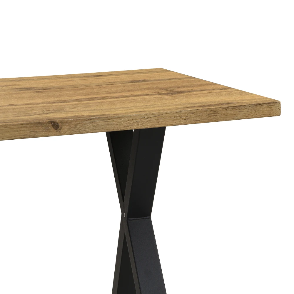 Esstisch, gekreuztes Design, rechteckiger Esstisch, Couchtisch, moderner, einfacher Esstisch aus Schmiedeeisen, 140 x 80 x 76 cm – Detail 9