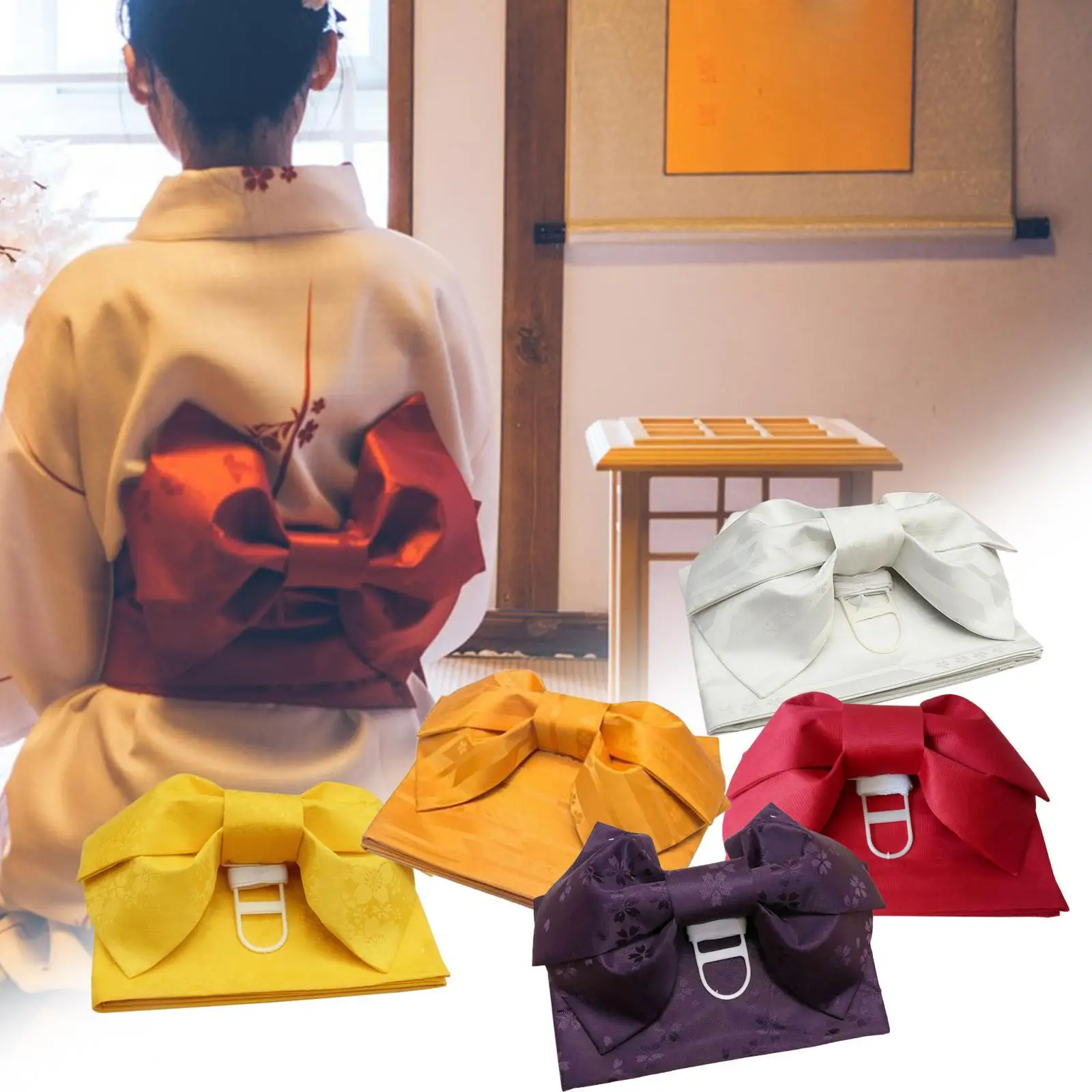 

Японский пояс-кимоно Оби, пояс с поясом и бантом, легкий, традиционный, портативный, легко надеть для женщин, классический пояс