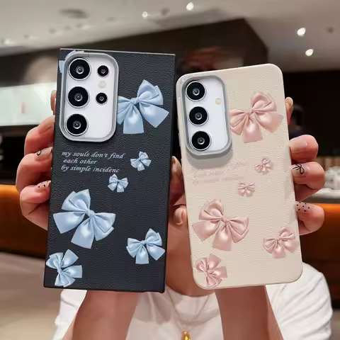 Luxury Decoration Bowknot Case For Samsung Galaxy S25 S24 S23 S22 Ultra S21 FE A34 A54 A15 A35 A55 A16 A36 A56 5G Capa Fundas