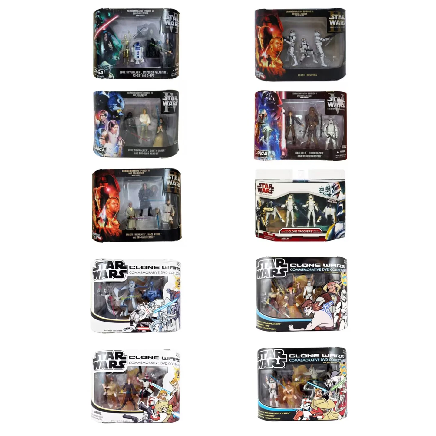 

В поврежденной упаковке «Звездные войны», памятный DVD Сага, эпизод, клон, военная коллекция, 3,75-дюймовая фигурка