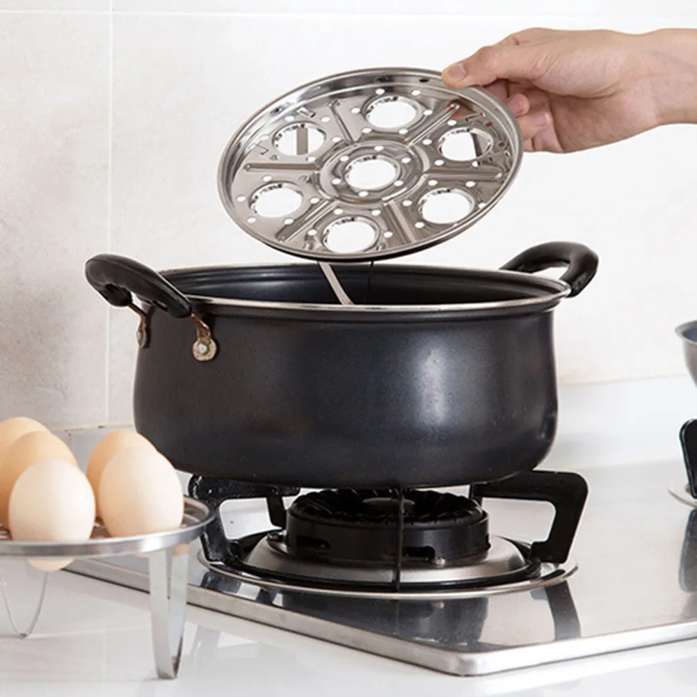 2Pcs Stainless Steel Egg Steaming Rack Round Stackable Steaming Stand Cooker Rack Kitchen Cooking for Seafood Vegetables Eggs