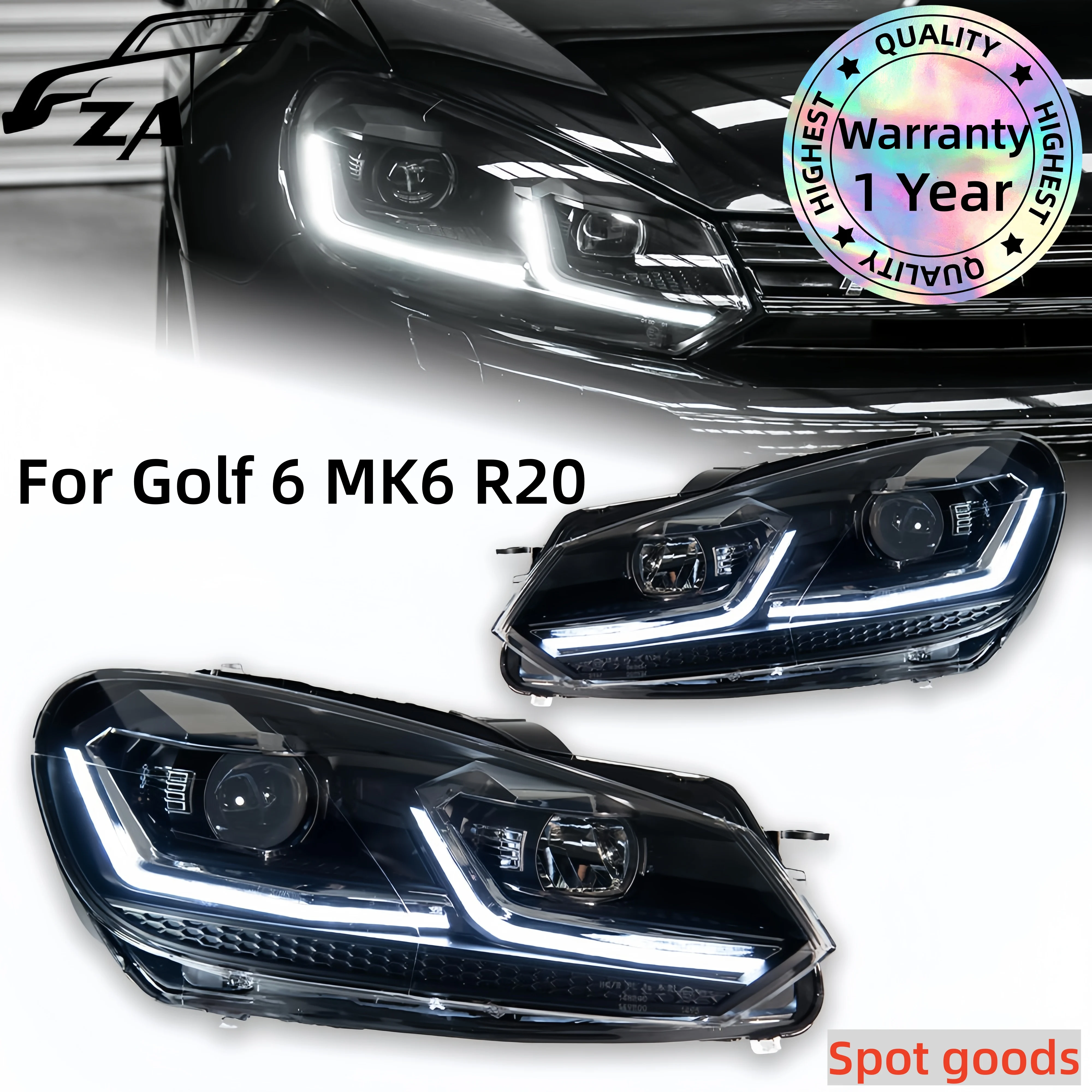 Wholesale Auto Parts LED Headlight Assemblies Perfect Fit For Golf 6 Projector Lens 2009-2012 Golf 6 Headlights Mk6 R20 Tsi Drl