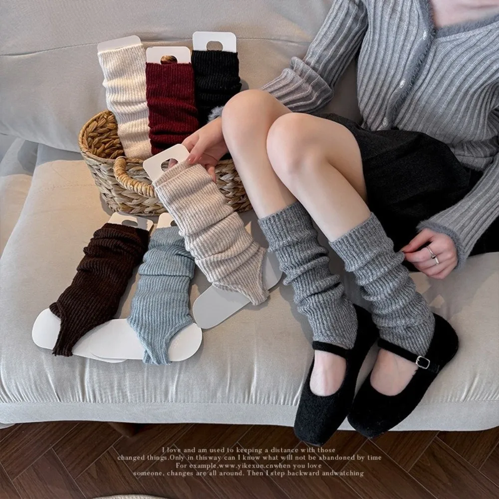 

Новые однотонные гетры, утолщенные носки до середины икры в стиле Харадзюку, вязаные носки средней длины с бантом на осень и зиму