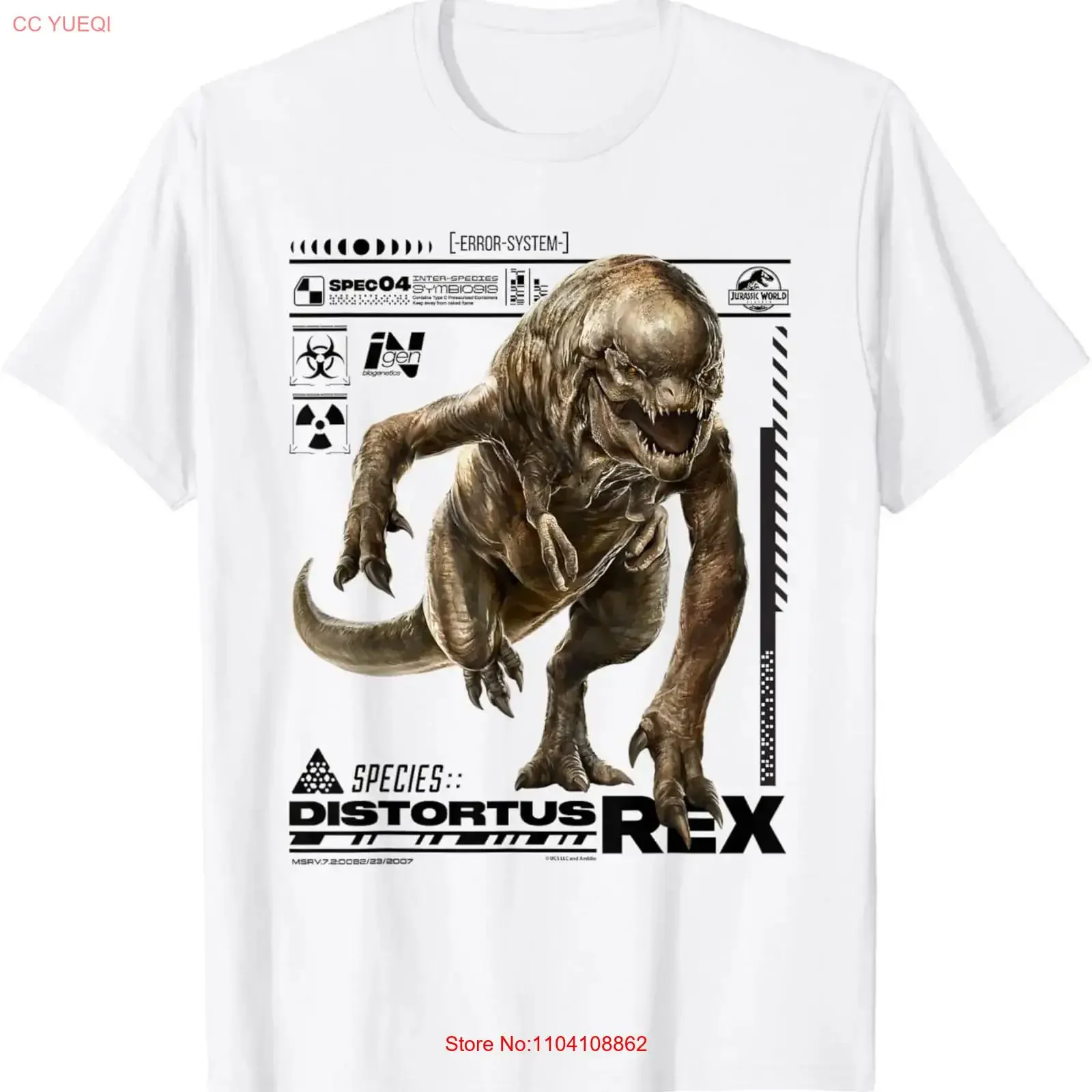 Jurassic World Rebirth Distortus Rex Ingen Species File T Shirt vintage Washed Breathable Stretched Slightly Comfortable homme