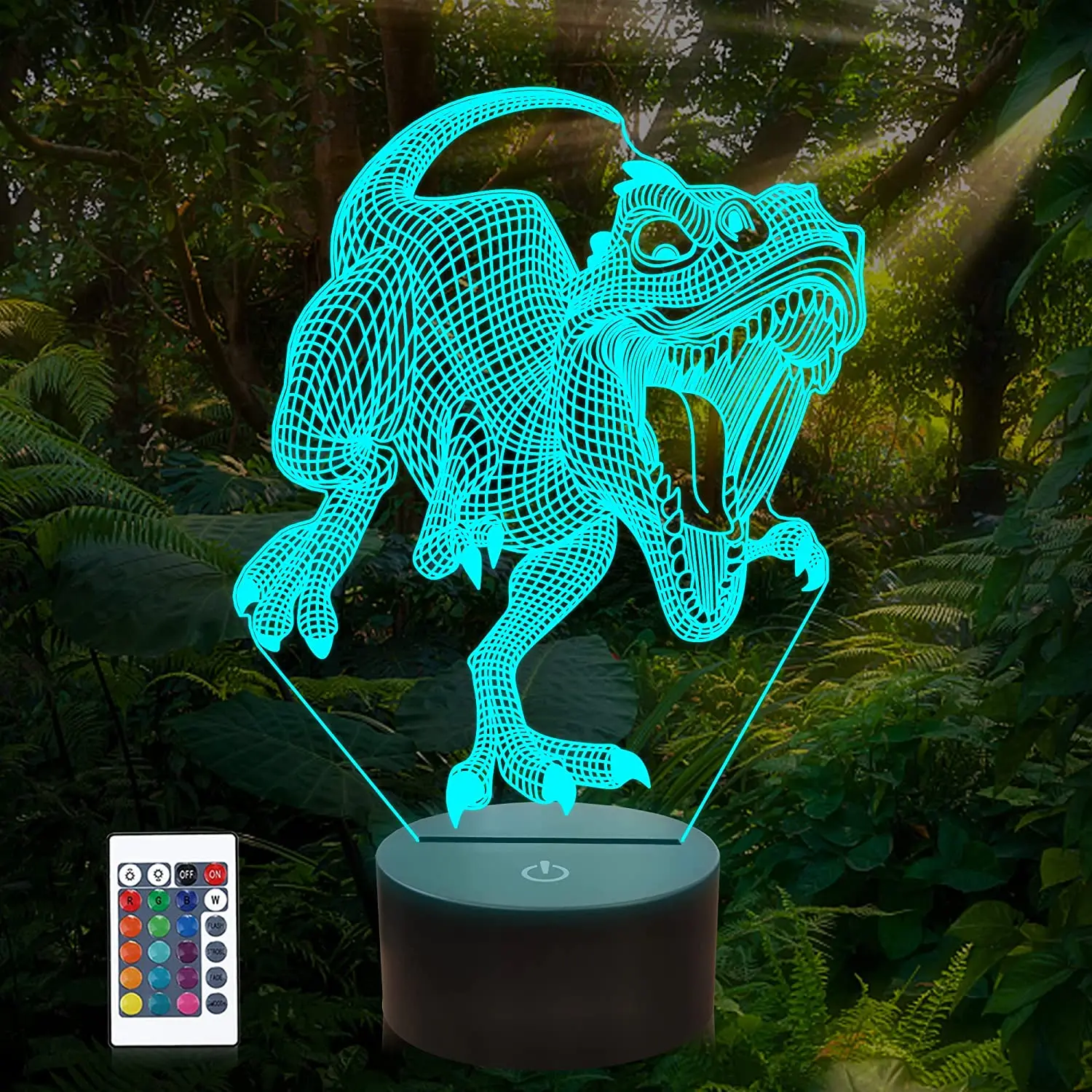 Luz de noche de dinosaurio, lámpara 3D T Rex 16 colores que cambian las luces nocturnas de Control remoto para niños, Juguetes T Rex regalos de