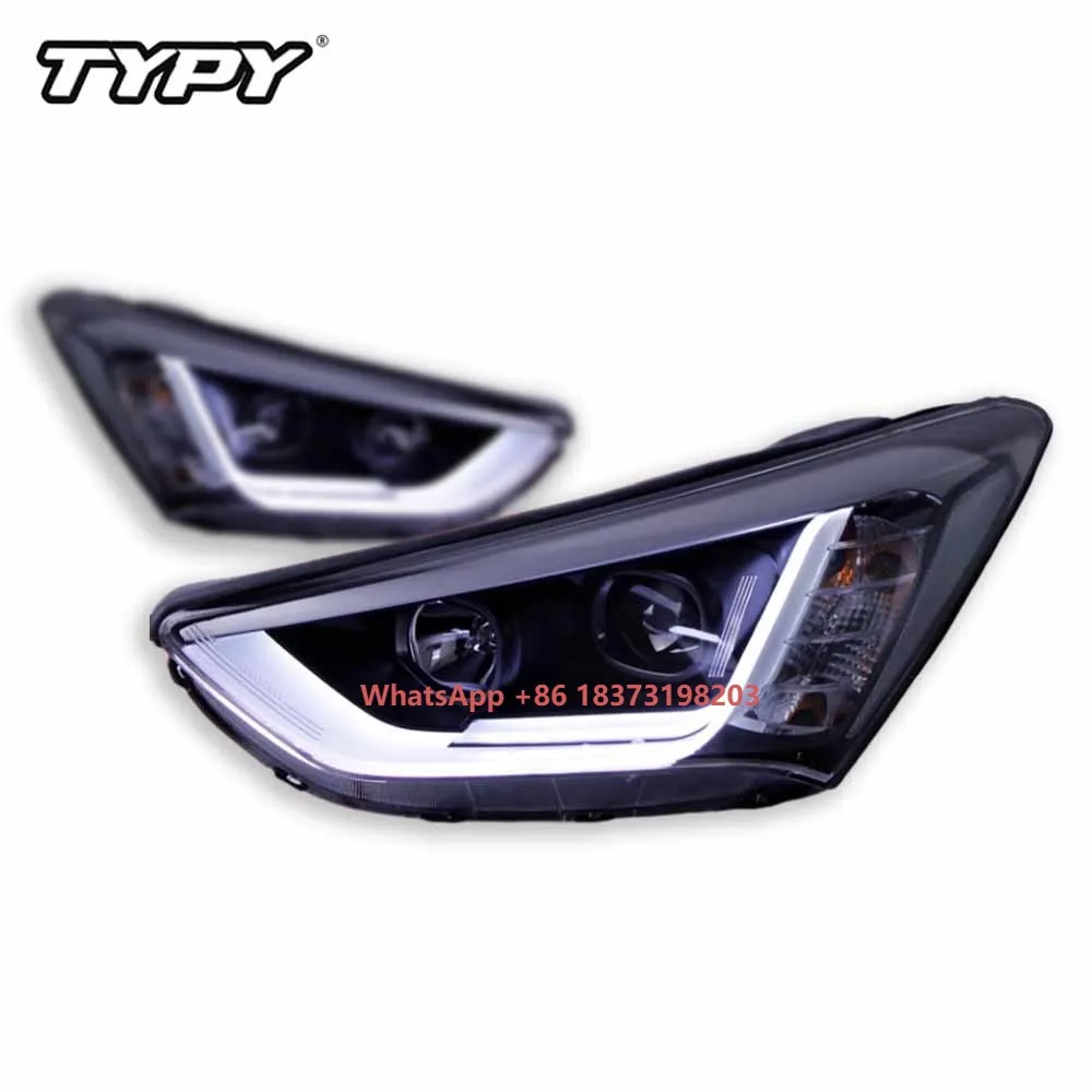 

2 PCS Car Lights LED Head Lamp for Hyundai Sante FE IX45 2013 2014 2015 Headlights Assembly DRL Demon Eyes