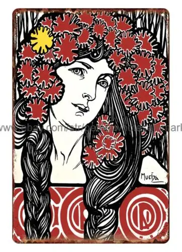 1902 Alphonse Mucha Cover of Cocorico Art Nouveau metal tin sign shop wall decor tin sign