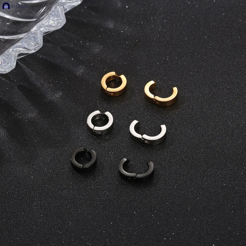 2 Piezas de Pendientes de Clip Clásicos Coreanos Punk de Acero Inoxidable para Hombre y Mujer, Negros, Sin Perforación, Aros Falsos, Nueva Joyería Pop