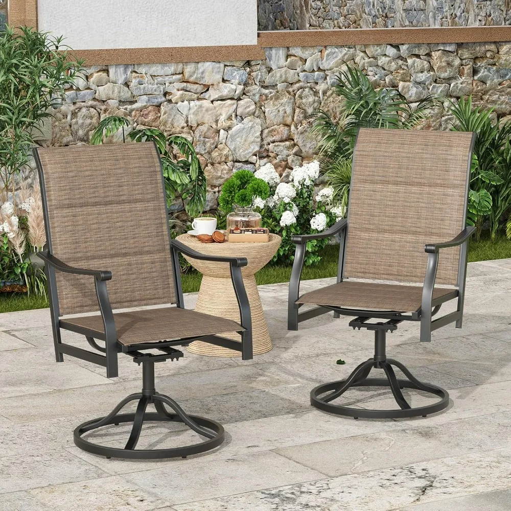 

2-Piece Swivel Patio Dining Chairs Set Outdoor All-Weather Textilene Fabric with Padded Comfort Ergonomic Outdoor Seats